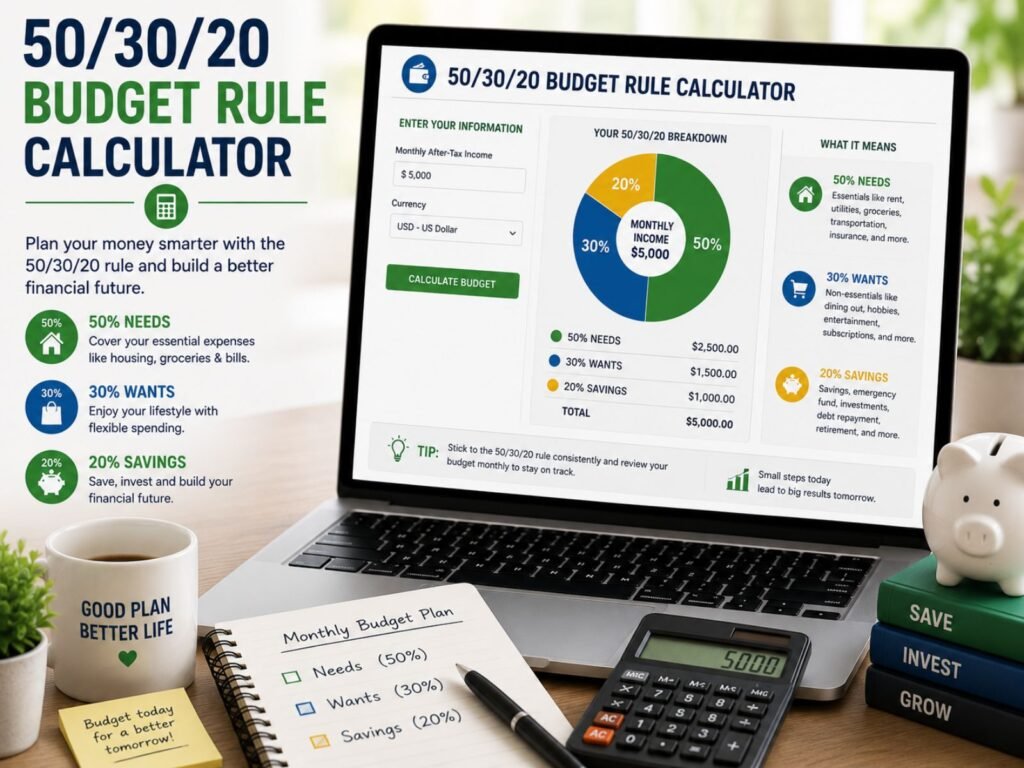 50/30/20 Budget Rule Calculator