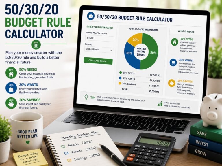 50/30/20 Budget Rule Calculator